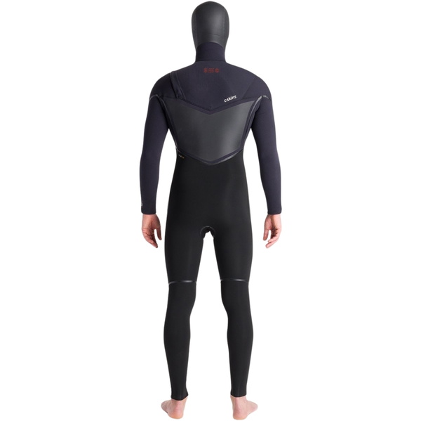 2025 C-Skins Mens NuWave Wired+ 6/5mm Chest Zip Hooded Wetsuit C-NWI65MH - Black / Black X / Rust